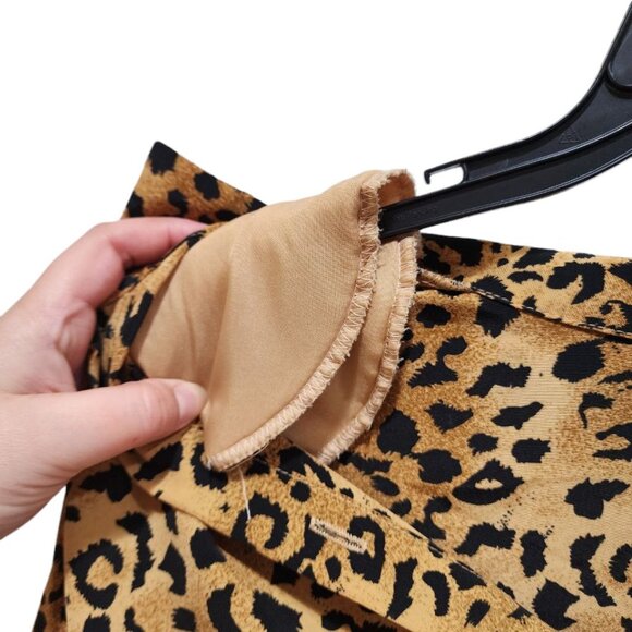 Vintage Algo Blouse Women's Size 16 Leopard Print Short Sleeve Button Down - Picture 7 of 10